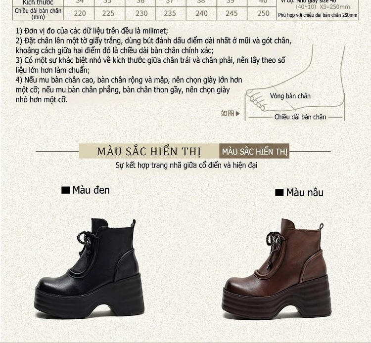 Boot Nữ Da Bò Cổ Ngắn Khóa Bên Hông Chiều Cao Đế Khoảng 8cm Màu Đen, Nâu chi tiết 3