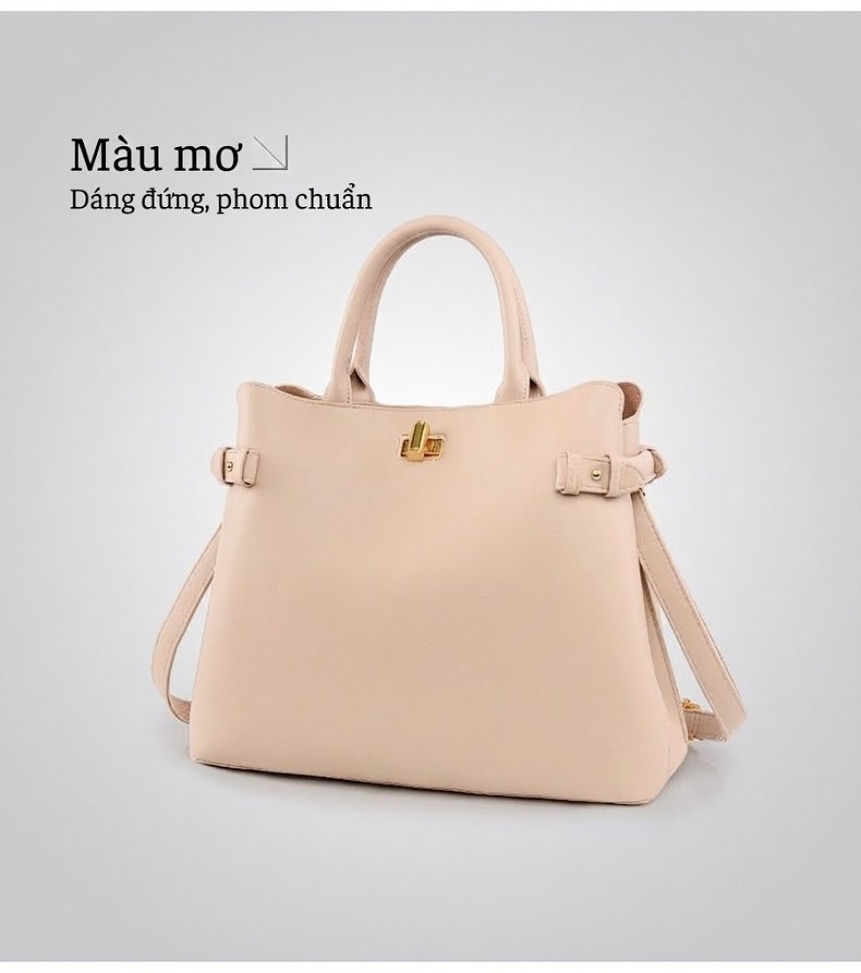 Túi Tote Nữ Da Mềm Cao Cấp Đa Ngăn Phong Cách Thời Trang Công Sở Màu Đen, Đỏ Rượu, Kem chi tiết 23