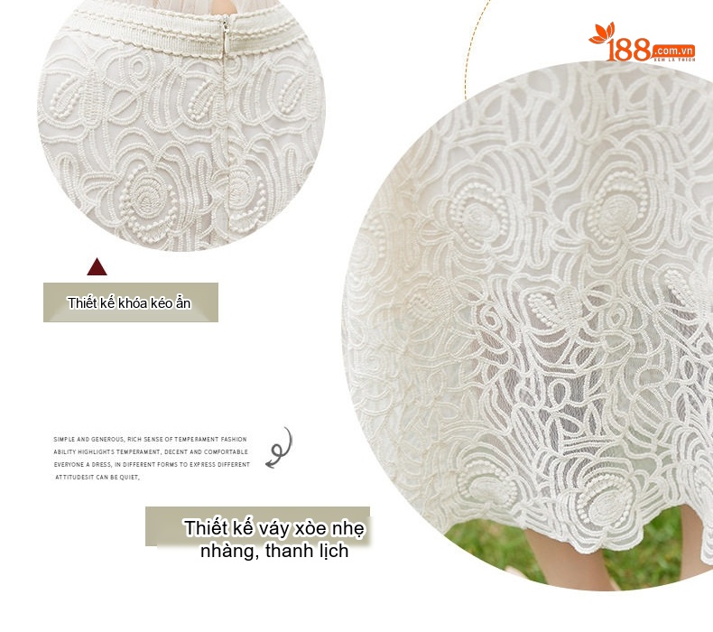 Set Áo Khoác Lửng Và Chân Váy Dài Ren Nữ Tính Thời Trang Màu Trắng, Đen chi tiết 11