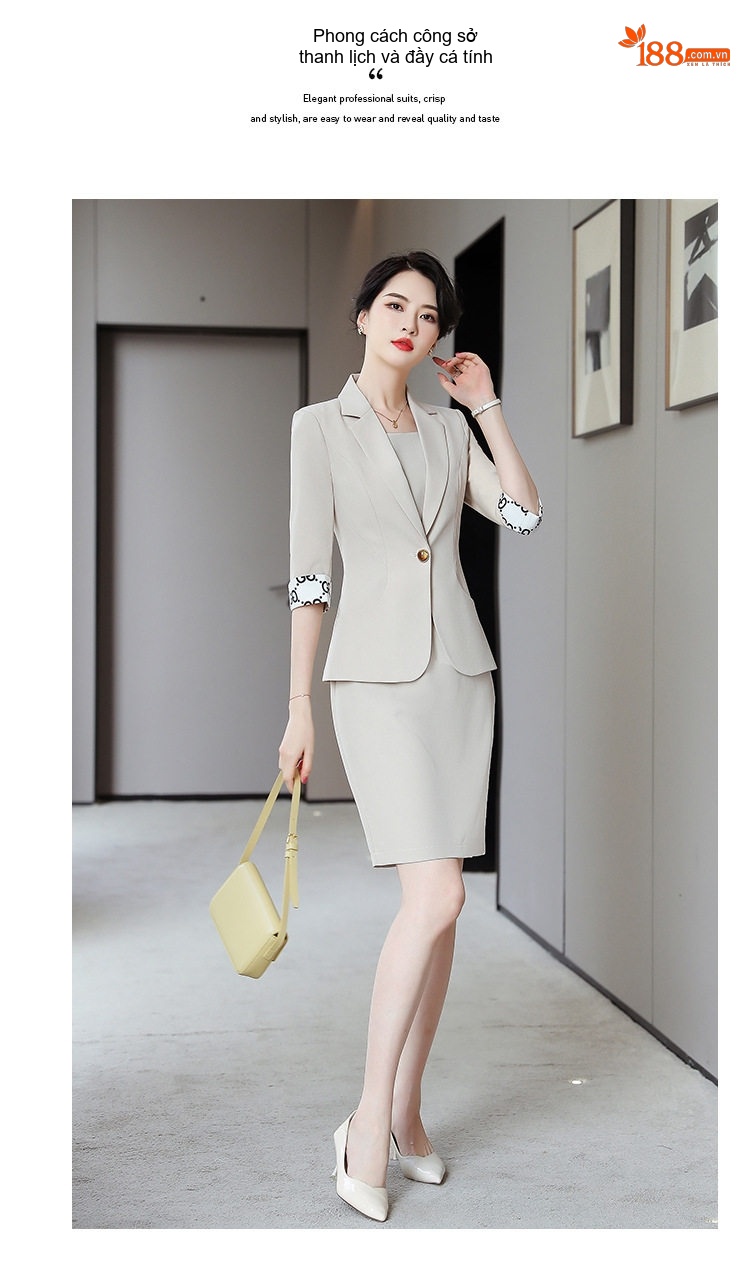 Bộ Vest Công Sở Nữ Tay Lỡ Màu Hồng chi tiết 47