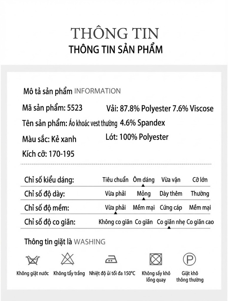Áo Vest Nam Mỏng Nhẹ Dáng Ôm Vừa Vặn Màu Xanh Lam chi tiết 11
