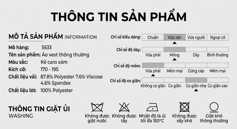 Áo Vest Nam Kẻ Sọc Xám Mỏng Phong Cách Hàn Quốc chi tiết 11