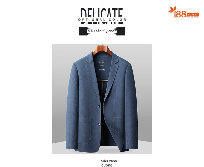 Áo Vest/Blazer Nam Cotton Mỏng Lót Viền Màu Kem, Xanh Lam, Nâu, Xanh Navy... chi tiết 9