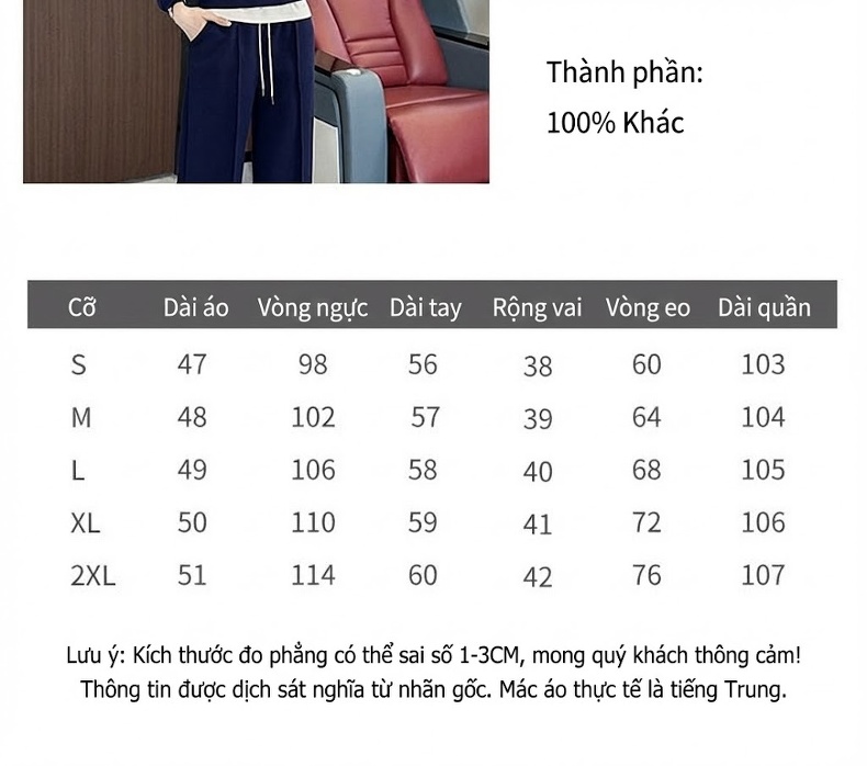 Set Bộ Nữ Áo Hoodie Tay Dài Cổ Chữ V Quần Ống Rộng Phong Cách Hàn Quốc Màu Đen, Xanh Navy chi tiết 1