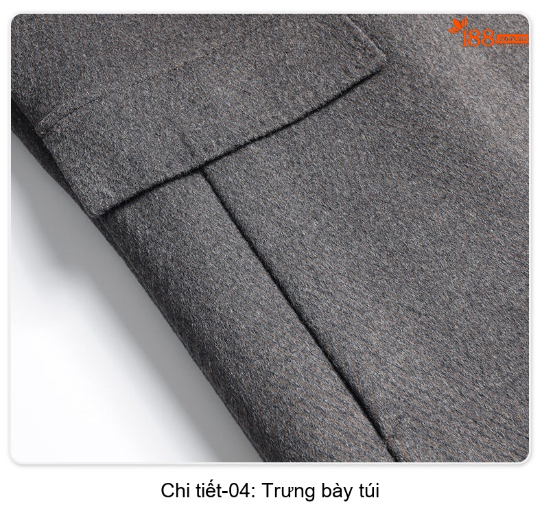 Áo Khoác Dạ Nam Lông Vũ Lót Trong Tháo Rời Phong Cách Business Casual Màu Xám chi tiết 26