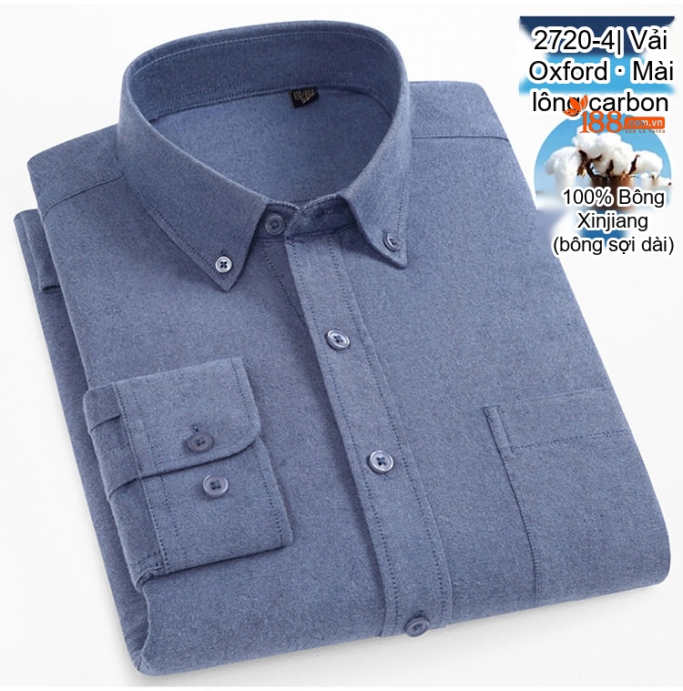Áo Sơ Mi Tay Dài Nam Cotton Oxford Dáng Ôm Màu Trắng, Xanh Dương, Xám, Xanh Lá... chi tiết 29
