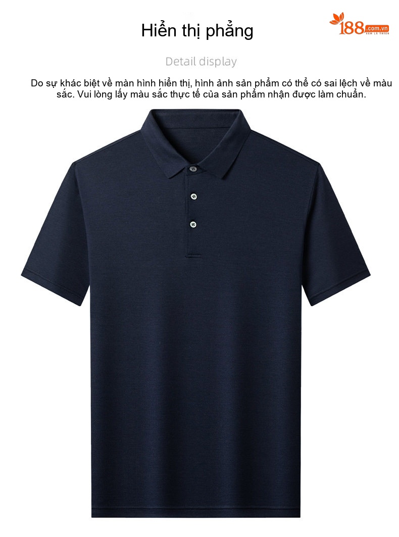 Áo Polo Nam Tay Ngắn Lụa Tằm Màu Trắng, Xanh Navy, Xám, Nâu chi tiết 7