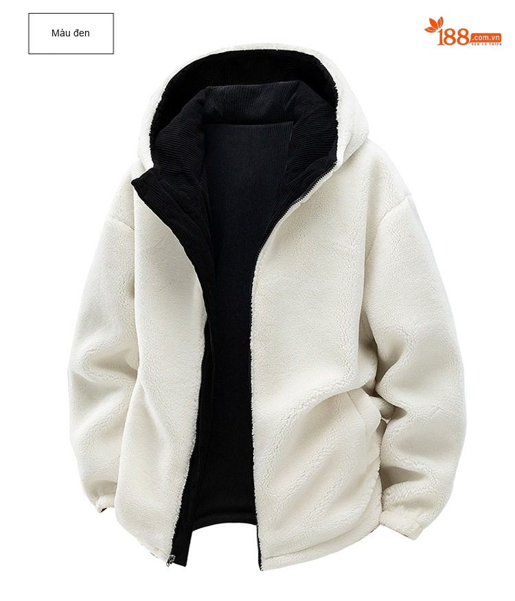Áo Khoác Cotton Lót Lông Cừu Non Có Mũ Trùm Đầu Dáng Rộng Nam Nữ Màu Đen, Xanh, Tím, Kem... chi tiết 27