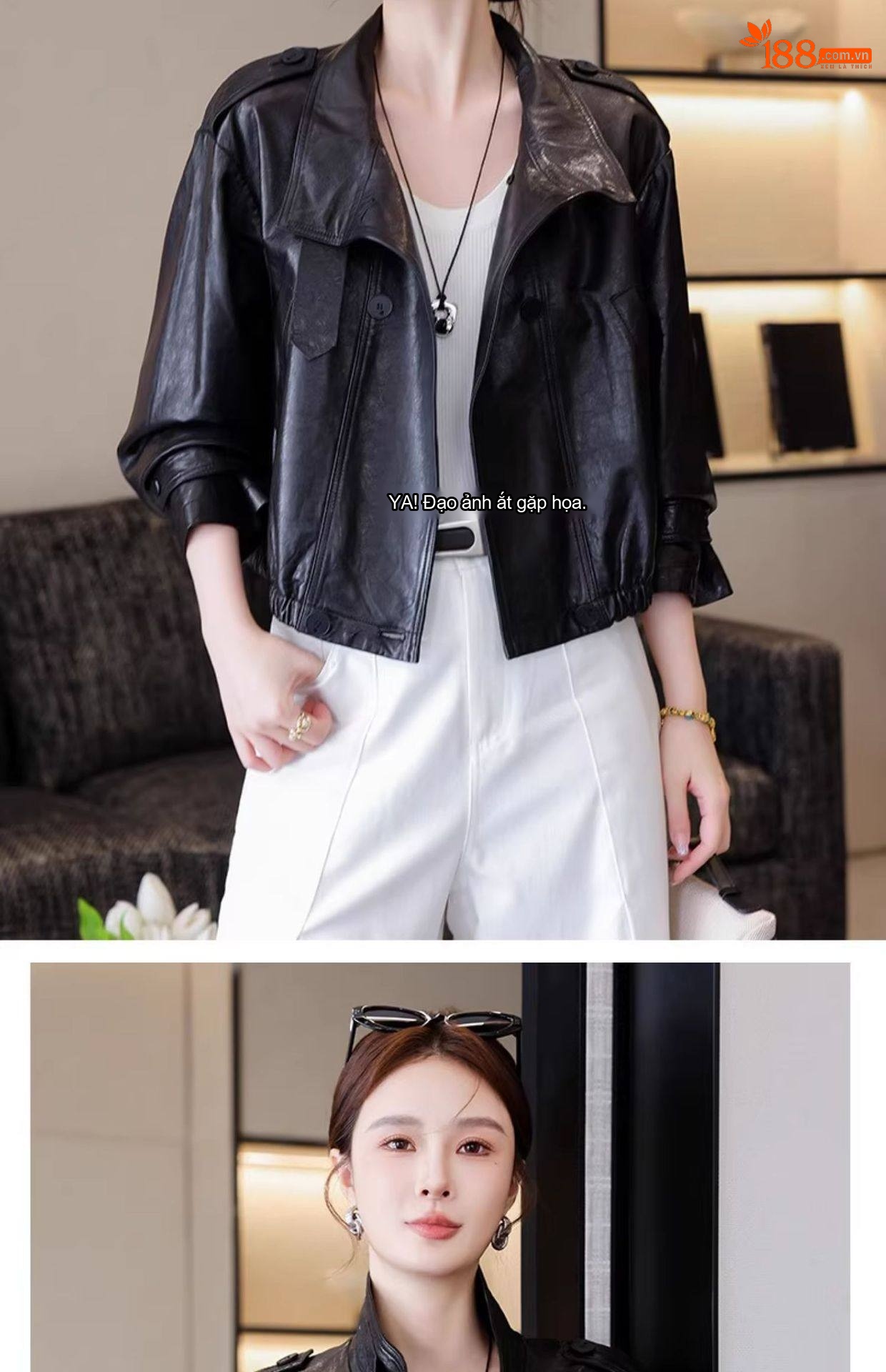 Áo Khoác Da Thật Nữ Kiểu Ngắn Dáng Bomber Da Cừu chi tiết 18