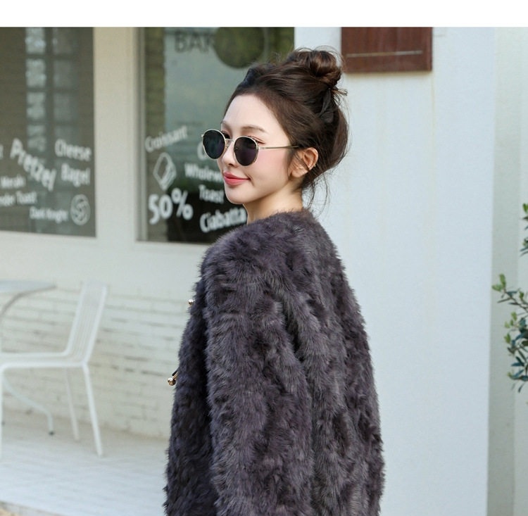 Áo Khoác Lông Nữ Kiểu Tiểu Thư Phong Cách Hàn Quốc Trẻ Trung Màu Trắng, Xám chi tiết 28