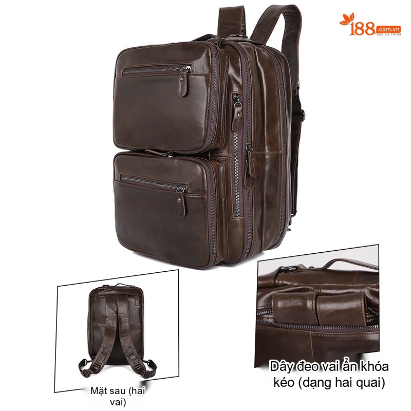 Túi Đeo Vai Nam Da Thật Kiểu Dáng Retro, Túi Đựng Laptop, Túi Xách Tay, Túi Đeo Chéo, Balo Màu Nâu