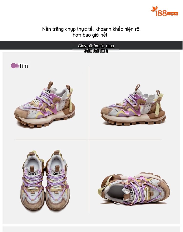 Giày Sneaker Nữ Đế Dày Tăng Chiều Cao Khoảng 5cm Phối Màu chi tiết 17