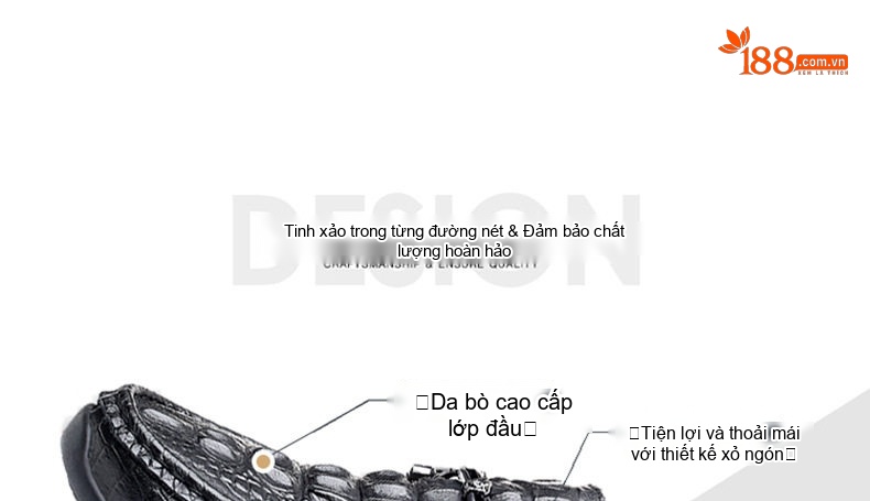 Giày Lười Nam Da Bò Vân Cá Sấu Chiều Cao Đế Khoảng 2cm Màu Đen chi tiết 4