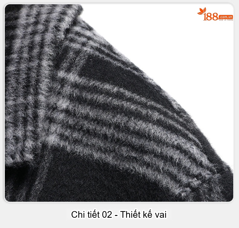 Áo Khoác Dạ Nam Hai Mặt Dáng Dài Kẻ Ô Vuông Màu Đen, Xám chi tiết 15
