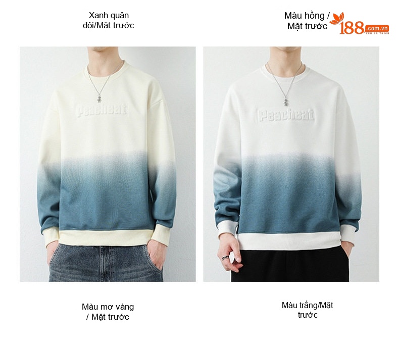 Áo Thun Tay Dài Nam Cổ Tròn Màu Ombre Phong Cách Casual chi tiết 5