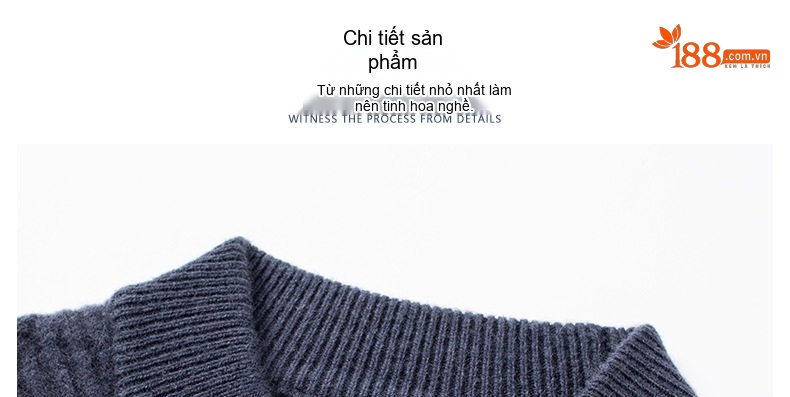 Áo Len Nam 100% Cashmere Dệt Kim Dày Dặn Giữ Ấm Cổ Cao Màu Nâu, Xám, Xanh Navy chi tiết 23