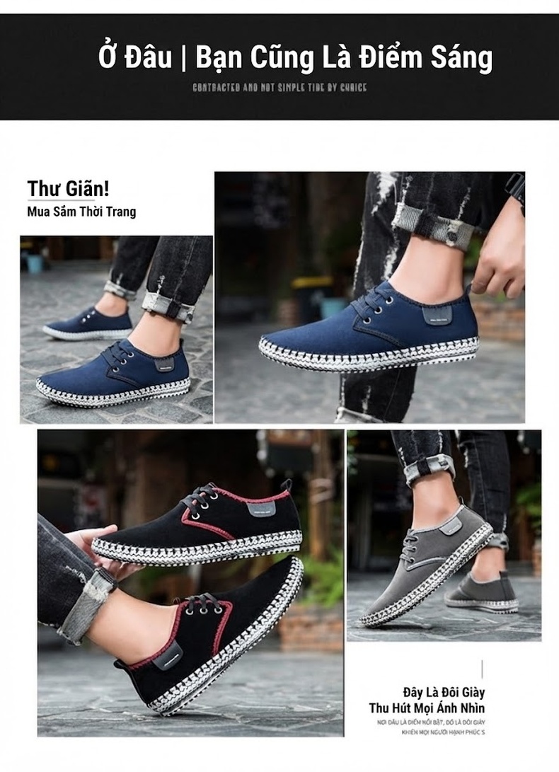 Giày Thể Thao Buộc Dây Nam Da Mờ Chiều Cao Đế Khoảng 2cm Màu Xanh Navy, Xám, Đen chi tiết 3