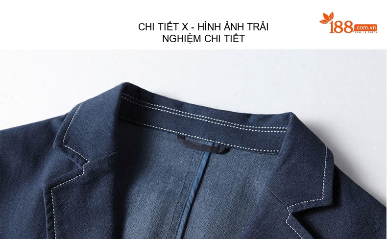Áo Vest Blazer Nam Vải Denim Màu Xanh Jean Phong Cách Casual chi tiết 10