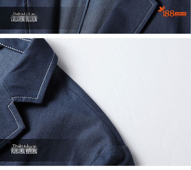 Áo Vest Blazer Nam Vải Denim Màu Xanh Jean Phong Cách Casual chi tiết 11