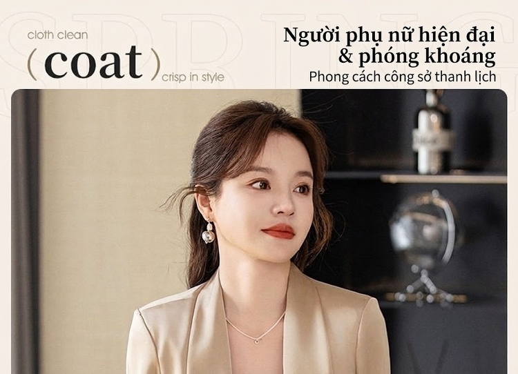 Áo Blazer Nữ Phong Cách Hàn Quốc Chất Liệu Cao Cấp Màu Champagne, Đen, Trắng chi tiết 1