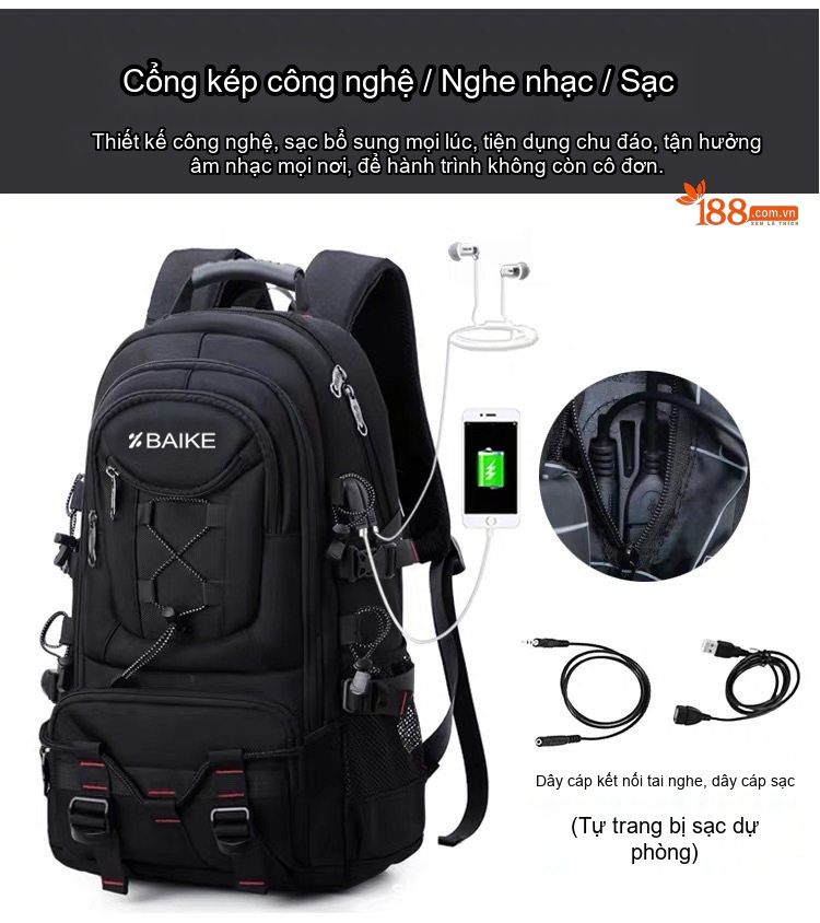 Balo Laptop Nam Nữ Sức Chứa Lớn Phong Cách Hàn Quốc Màu Đen, Xanh Dương chi tiết 11