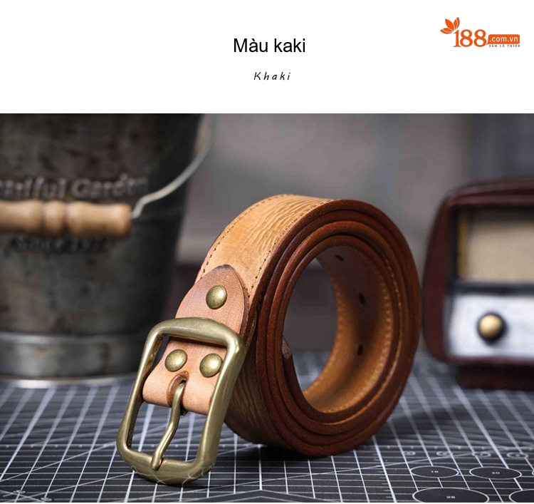 Thắt Lưng Nam Da Bò Thủ Công Khóa Kim Loại Màu Đen, Nâu, Vàng chi tiết 29