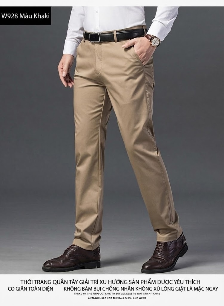 Quần Dài Nam Ống Đứng Dáng Ôm Vừa Vặn Phong Cách Hàn Quốc Màu Đỏ Rượu, Đen, Xám, Kem... chi tiết 17