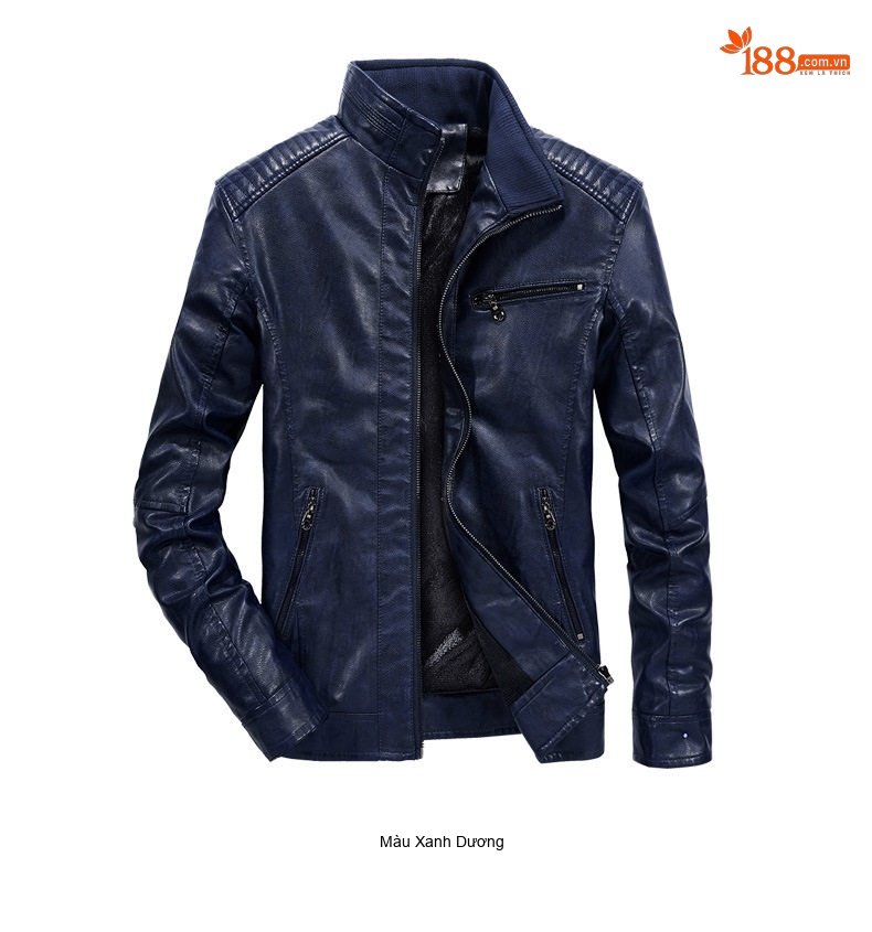 Áo Khoác Da PU Nam Lót Lông Thu Đông Dáng Motor Phong Cách Thời Trang Màu Nâu, Đen, Xanh Navy, Xanh Rêu... chi tiết 10