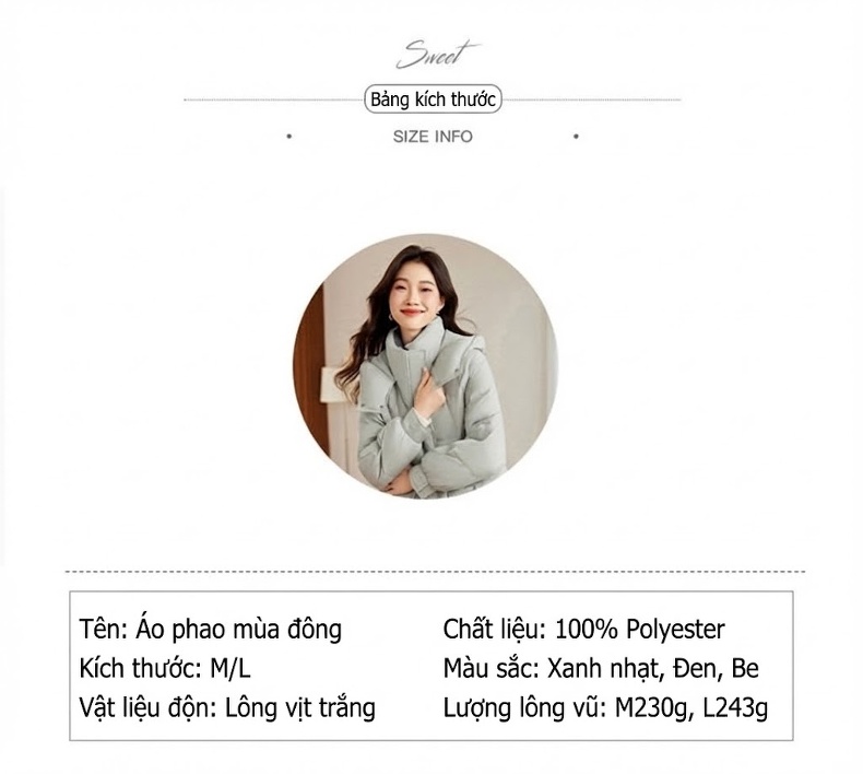 Áo Khoác Phao Nữ Dáng Dài Vừa Vặn, Phong Cách Hàn Quốc, Giữ Ấm, Lót Lông Vịt Trắng Màu Đen, Kem, Xám chi tiết 2