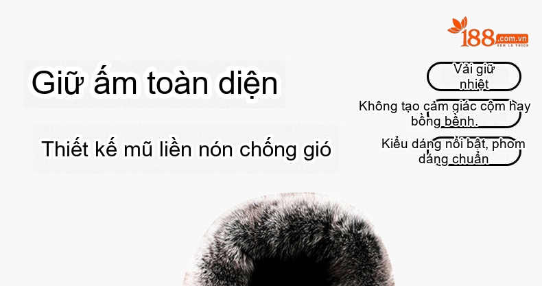 Áo Khoác Cotton Nam Dáng Dài Cỡ Lớn Có Mũ Trùm Đầu Lông To Dày Dặn Màu Đen, Xanh Navy, Xanh Rêu chi tiết 3