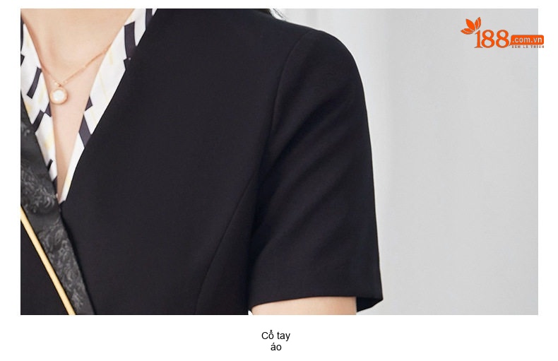 Bộ Vest Nữ Tay Ngắn Mỏng Mùa Hè Phong Cách Công Sở Thanh Lịch Màu Đen, Xanh Than chi tiết 26