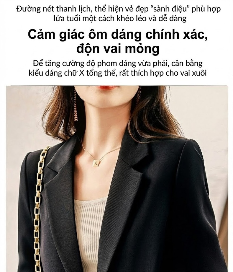 Áo Khoác Blazer Nữ Dáng Rộng Thiết Kế Cá Tính Có Lớp Lót Cotton Màu Đen, Xanh Lá, Nâu chi tiết 17