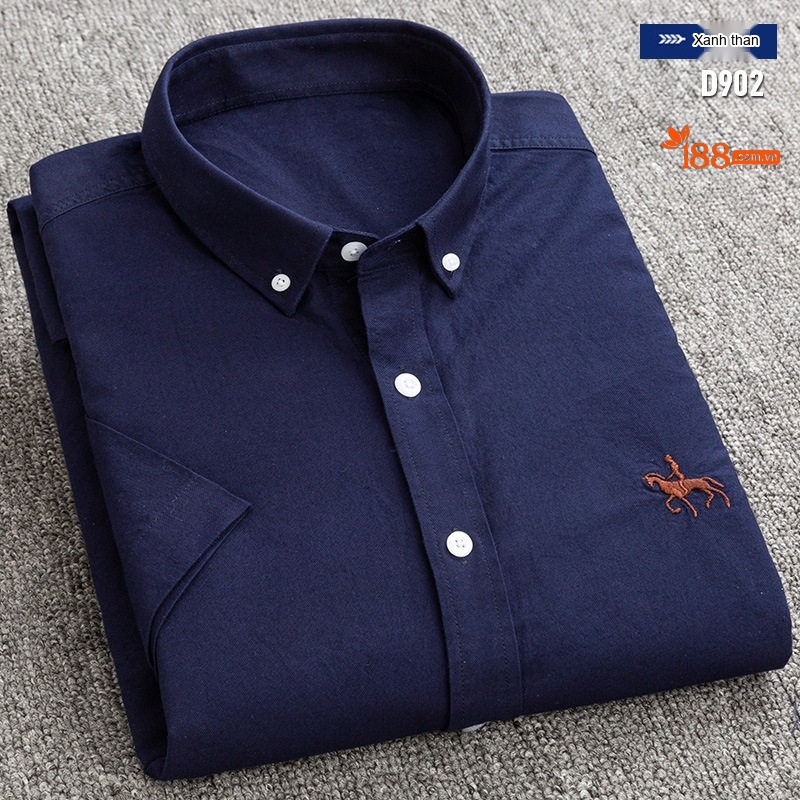 Áo Sơ Mi Ngắn Tay Nam Cotton Oxford Dáng Ôm Vừa Vặn Màu Trắng, Xám, Xanh Dương, Xanh Mint...