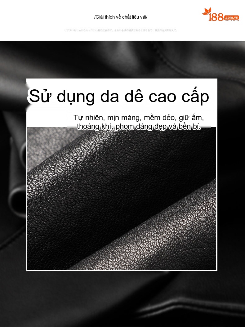 Áo Khoác Da Thật Nam Kiểu Biker Cổ Bóng Chày Thời Trang Màu Đen chi tiết 2