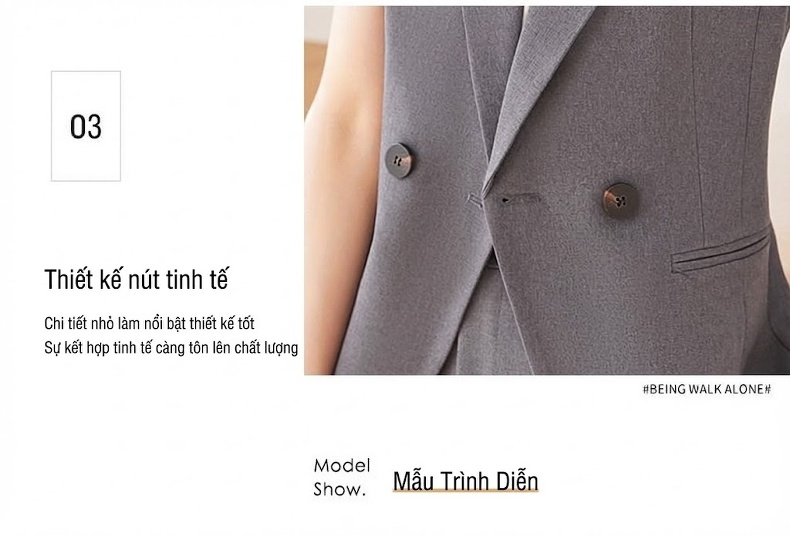 Áo Vest Nữ Tay Ngắn Mỏng Mát Phong Cách Công Sở Màu Kem, Đen, Xám, Xanh Navy... chi tiết 9