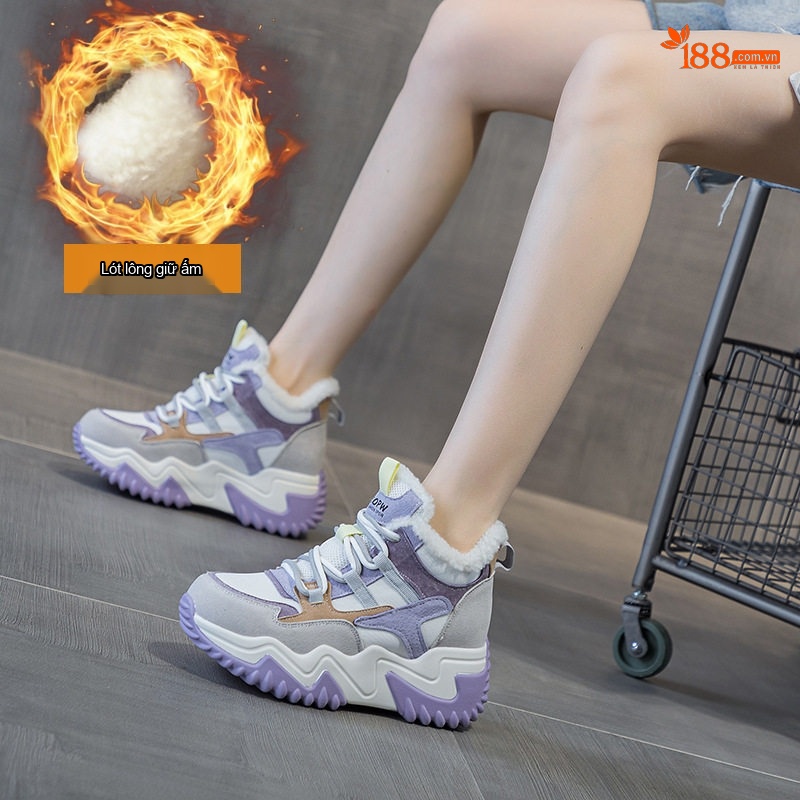 Giày Sneaker Nữ Da Mờ Đế Dày Phong Cách Ulzzang Chiều Cao Đế Khoảng 5cm Màu Trắng, Hồng, Tím, Xám... chi tiết 11