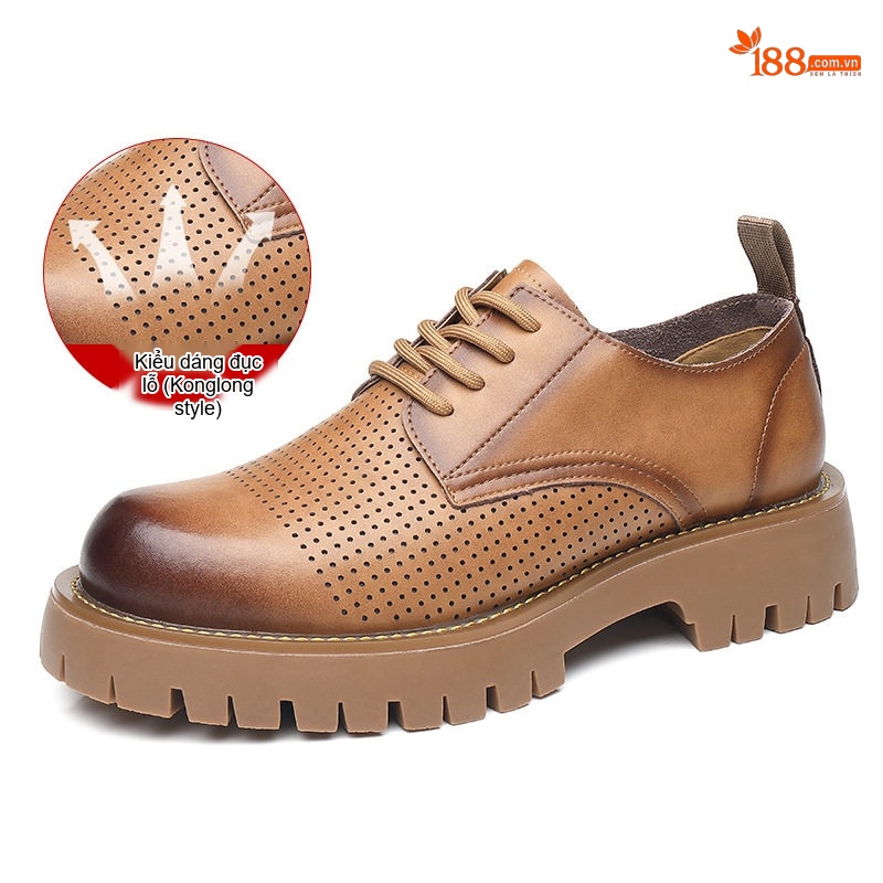 Giày Boot Martin Nam Cổ Thấp Phong Cách Anh Quốc Đế Dày Chiều Cao Đế Khoảng 4cm Màu Nâu, Đen