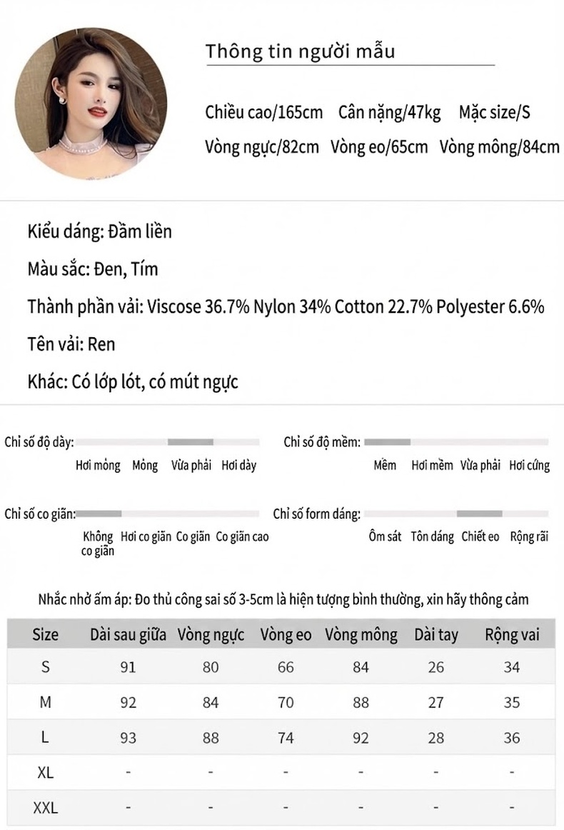 Váy Ôm Body Ren Ngắn Tay Phong Cách Gợi Cảm Màu Đen, Tím chi tiết 2