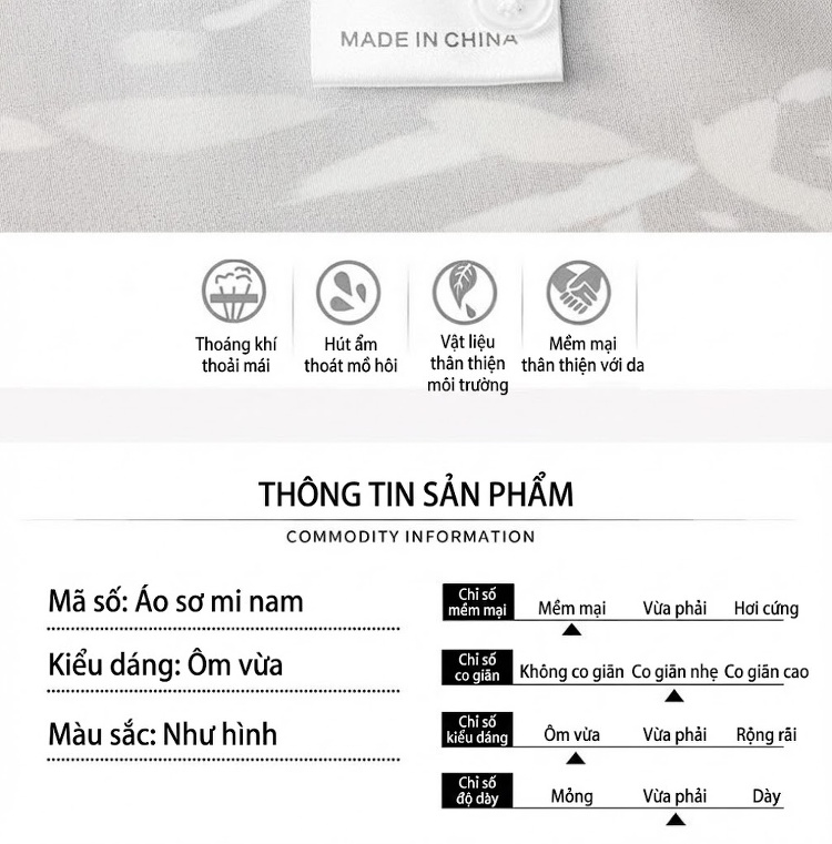 Áo Sơ Mi Dài Tay Nam In Họa Tiết Thời Trang Chống Nhăn Màu Trắng, Đen, Vàng chi tiết 4