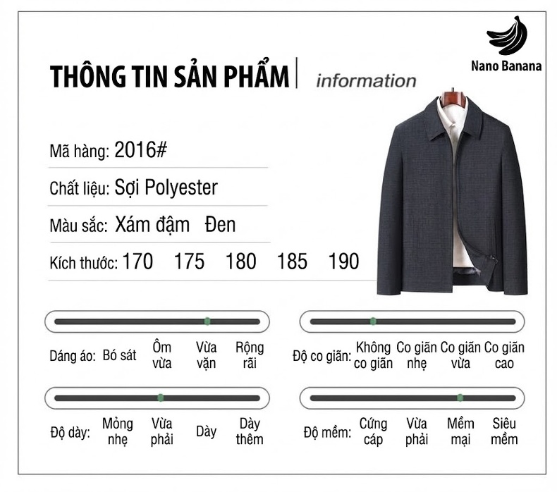 Áo Khoác Nam Dáng Suông Khóa Kéo Cổ Bẻ Vải Dệt Màu Xám Đậm chi tiết 4