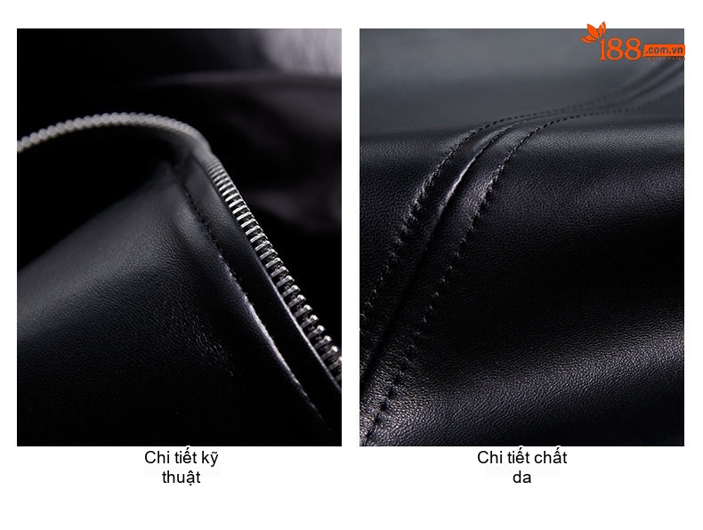 Áo Khoác Da Cừu Nữ Dáng Ngắn Cổ chữ Vest Phong Cách Rider Màu Đen chi tiết 24