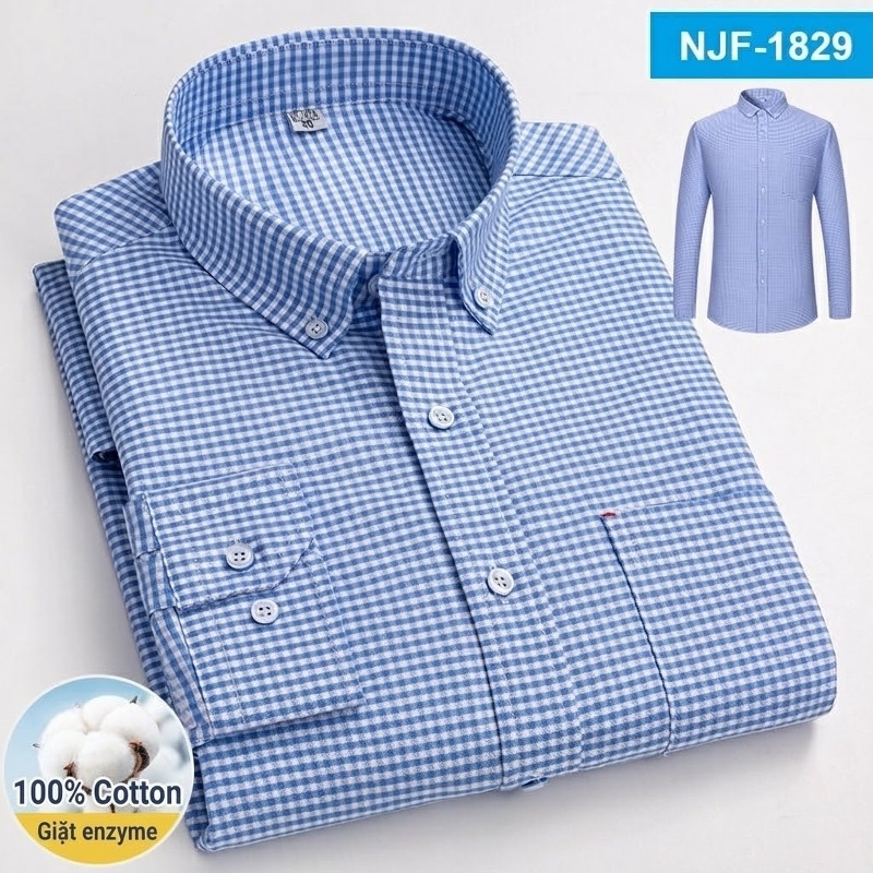 Áo Sơ Mi Tay Dài Cotton Oxford Dáng Rộng Thoải Mái Màu Trắng, Xám, Xanh, Đỏ...