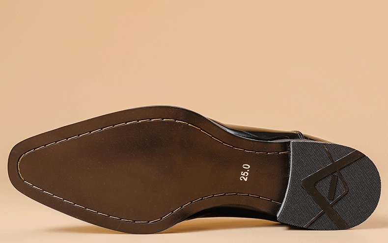 Giày Tây Oxford Nam Da Thật Kiểu Thủ Công Chiều Cao Đế Khoảng 3cm Màu Đen chi tiết 5