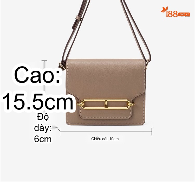 Túi Đeo Chéo Nữ Da Mờ Khóa Chữ H 19cm Phong Cách Thanh Lịch Màu Nâu chi tiết 9