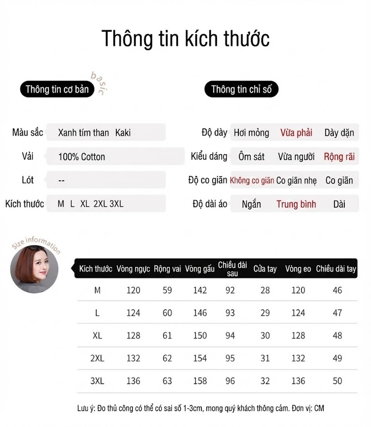Áo Khoác Gió Nữ Dáng Dài Vừa Mỏng Nhẹ Thu Đông Màu Nâu, Xanh Navy chi tiết 11