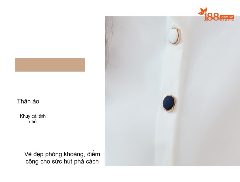 Áo Sơ Mi Nữ Tay Dài Cổ chữ V Trắng Thiết Kế Thanh Lịch chi tiết 9