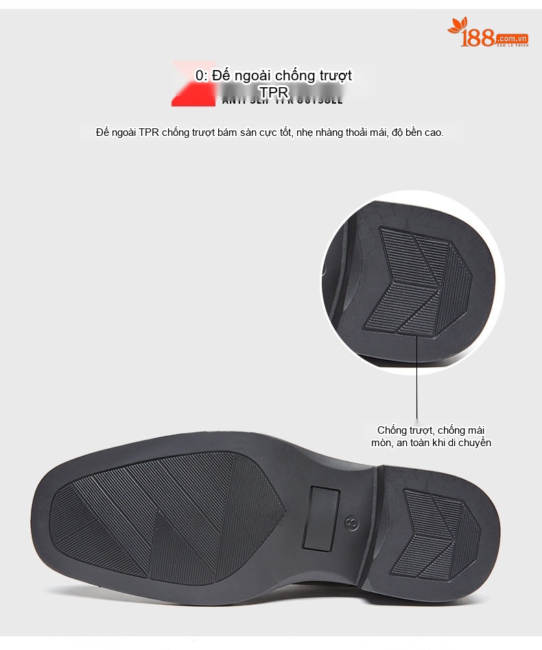 Giày Tây Buộc Dây Nam Da Bóng Chiều Cao Đế Khoảng 3cm Màu Đen, Nâu chi tiết 7