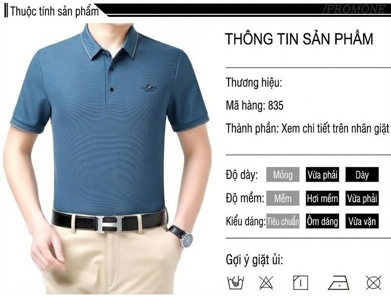 Áo Polo Nam Lụa Tằm Tơ Cộc Tay Mát Lạnh Chống Nhăn Màu Trắng, Xám, Xanh, Đen chi tiết 3