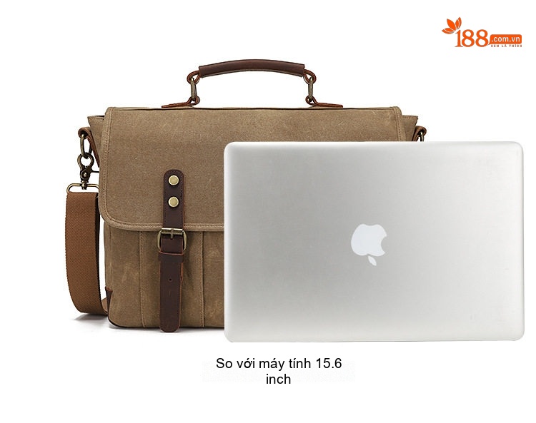 Túi Đeo Chéo Nam Vải Canvas Phối Da Bò Túi Máy Ảnh Phong Cách Retro chi tiết 14
