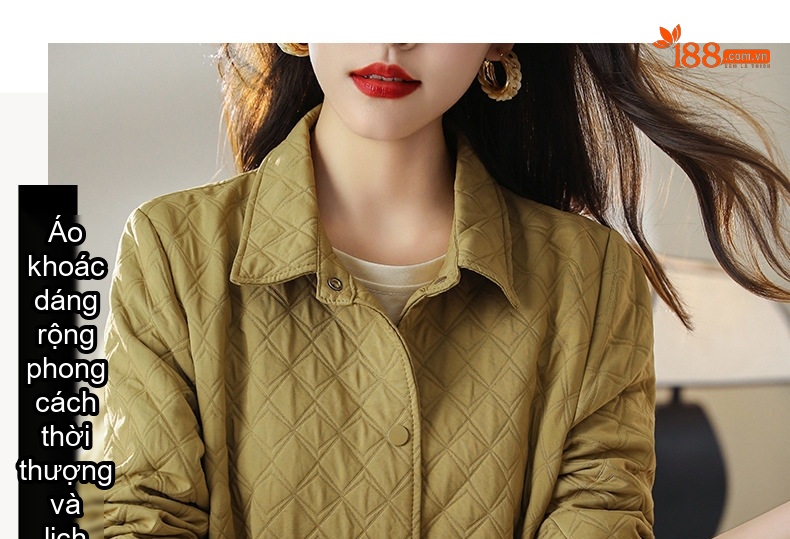 Áo Khoác Nữ Họa Tiết Trám Thời Trang Phong Cách Tiểu Thư Màu Hồng, Vàng, Trắng, Đen... chi tiết 1